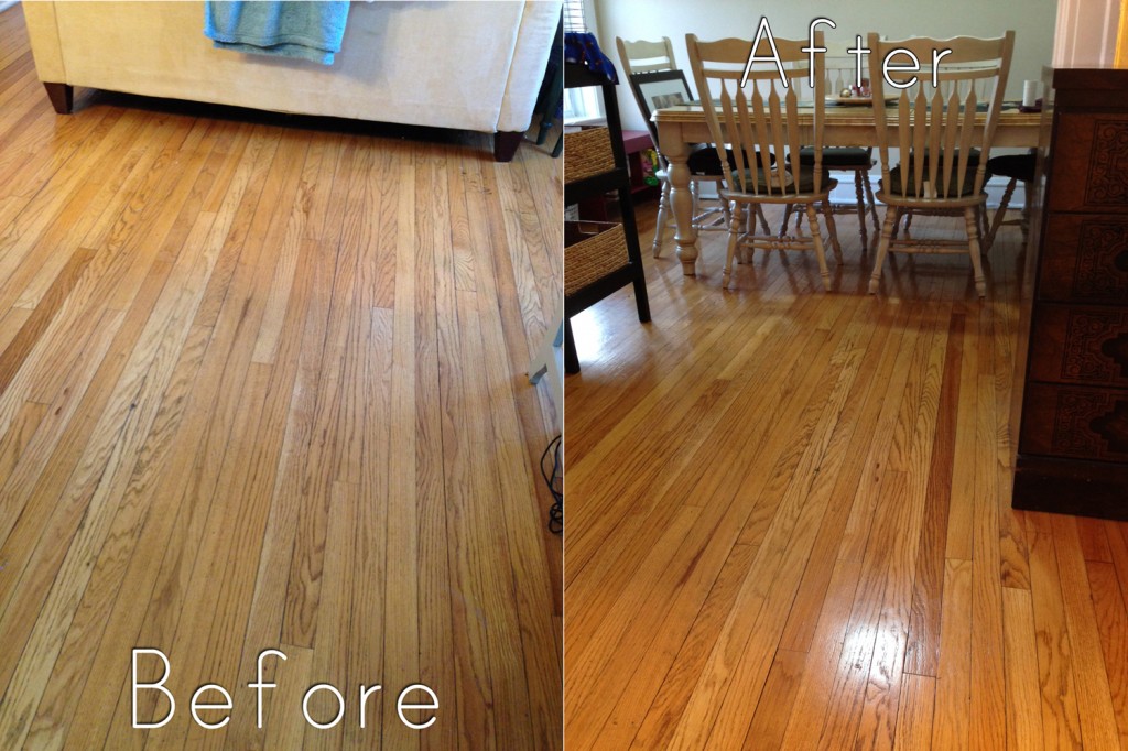 natural hardwood floor cleaner recipe: before and after