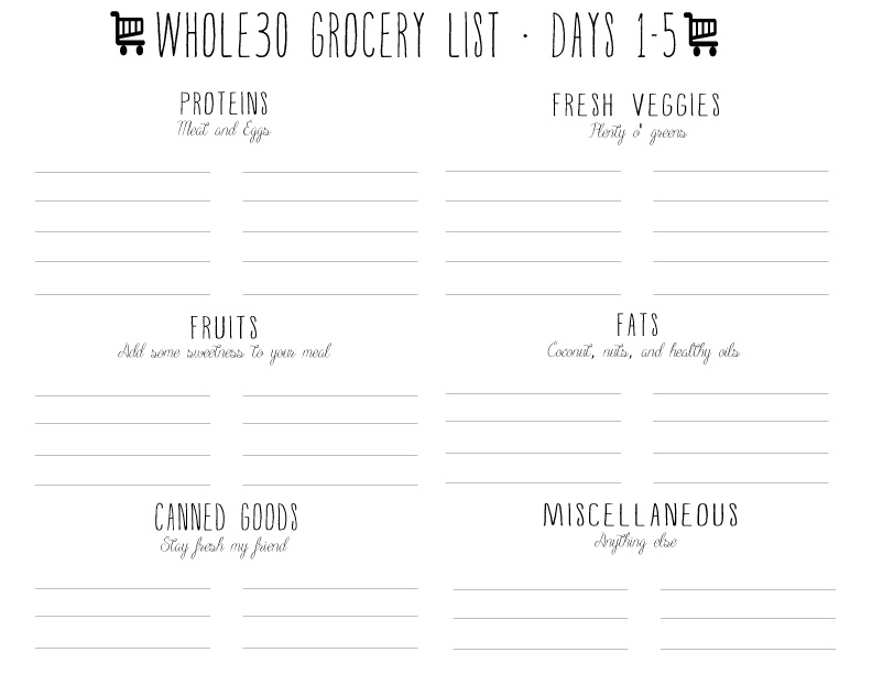 Are you busy planning and preparing for your whole30? These free printable planners will help you out a ton. Check out the free whole30 grocery list template and the whole30 meal plan template. The meal plan template fits your whole plan on ONE page.