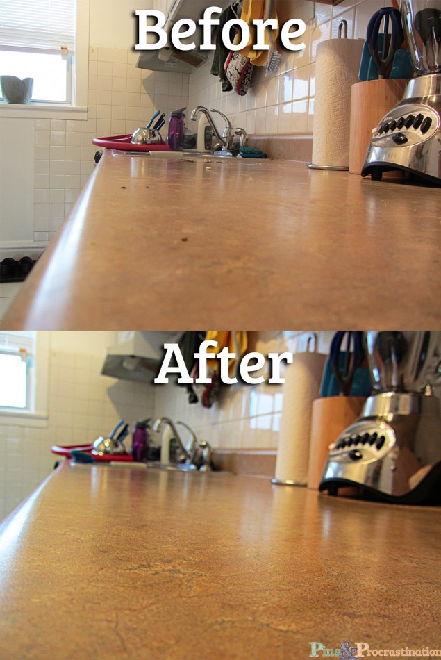 Natural Homemade All Purpose Cleaner Counters Before and After