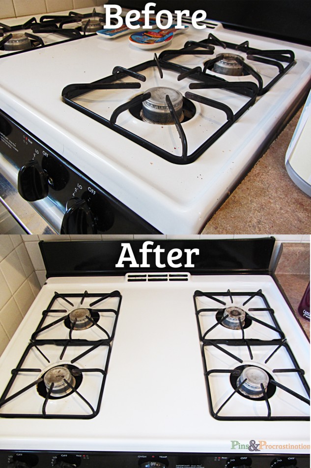 Natural Homemade All Purpose Cleaner Stove Before and After