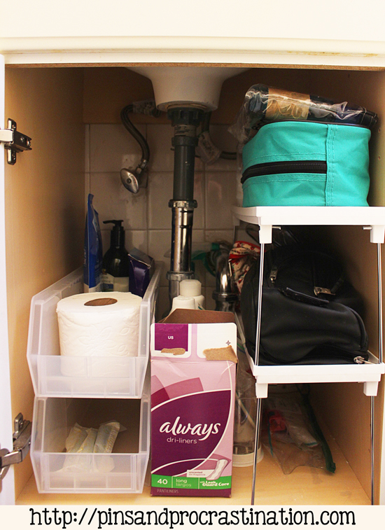 It's amazing how much the little organizational touches can make a difference. Our bathroom cabinet was a total disaster! With a few simple organizing supplies, it became functional again.