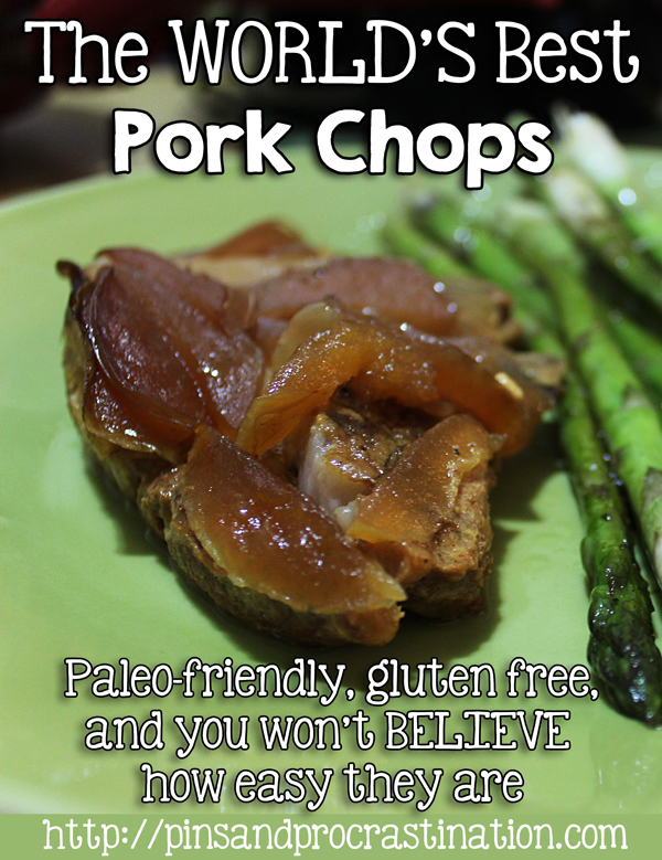 The World’s Best Pork Chops- you won't believe how easy these are to make! They are so delicious and tender and fall apart with the touch of a fork. Honestly the best pork chops I've ever had. Plus they are paleo and whole30 friendly and gluten free! These amazing paleo pork chops are the perfect easy dinner for you to make- they only take only five minutes of prep! 
