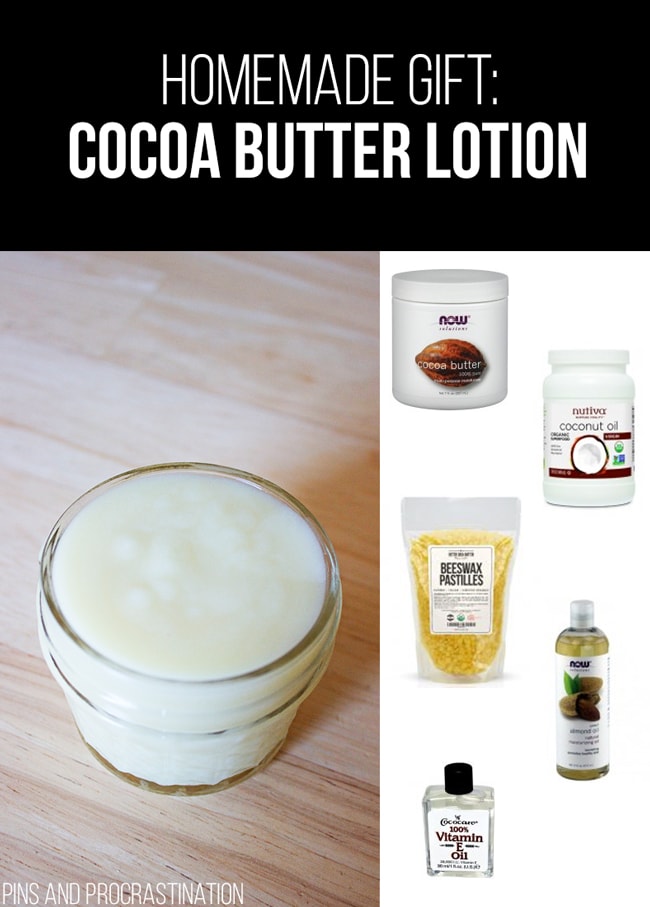 Picking out gifts can be so difficult. That's why I love homemade gifts- they're easy to customize and they feel so personal, and they save you money! So it's really a win-win. This list of homemade gift ideas is perfect! This homemade cocoa butter lotion is a perfect gift.