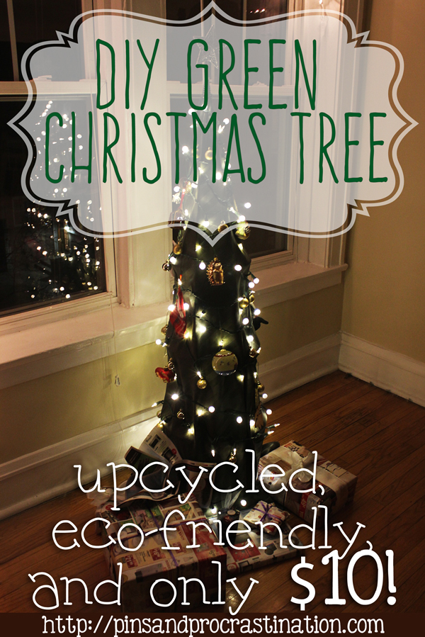 DIY Green Christmas Tree: Upcycled, eco-friendly, and only $10! If you're looking for a sustainable christmas tree, you should check this one out. Alternative christmas trees can be hard to find, but this one is so easy to make and so inexpensive! 