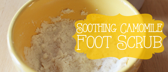 The perfect solution for dry cracked heels and feet- chamomile foot scrub! This homemade foot scrub uses only natural ingredients to help exfoliate and soothe you feet while also detoxifying. It takes only 5 minutes to make and your feet will thank you.