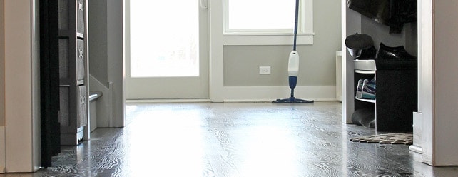 A clean home really starts with clean floors. If your floors don't feel clean, it's hard to feel like anything else is. I like to keep my cleaning routine as natural as possible, but a lot of homemade wood floor cleaners are very acidic, which can wear away the finish on the floor. I came up with a recipe that does a great job cleaning, will not damage your finish, and only costs 32 cents! Believe me when I say it does not disappoint.
